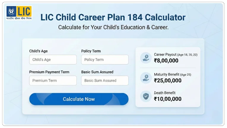 LIC Child Career Plan 184 Calculator