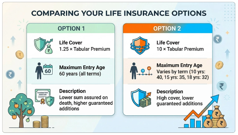 Plan Options in LIC Dhan Vriddhi Plan 869