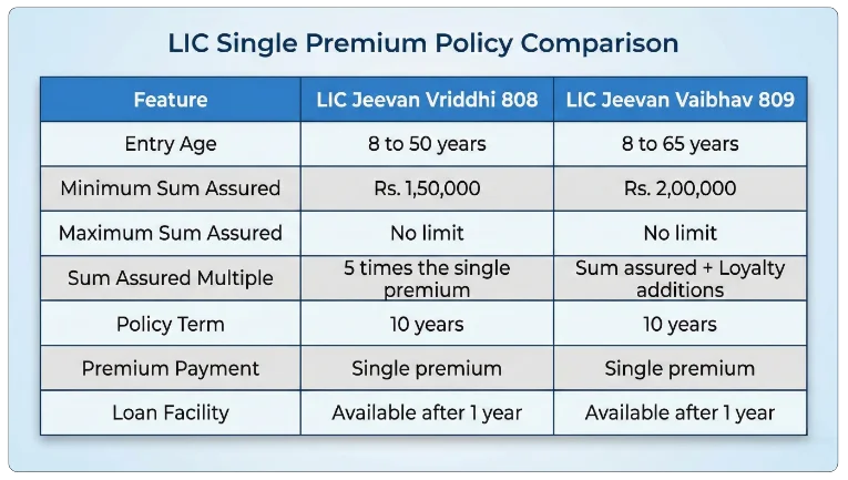 Comparison With LIC Jeevan Vriddhi Plan 808