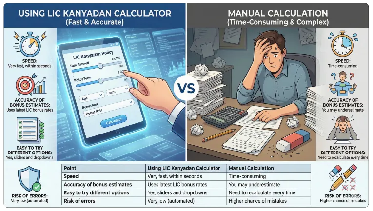 LIC Kanyadan Calculator vs. Manual Calculation